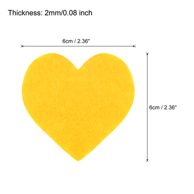 Harfington Felt Heart Shape Heart Valentine's Day Craft 2.4Inch x 2.4Inch Yellow 100pcs