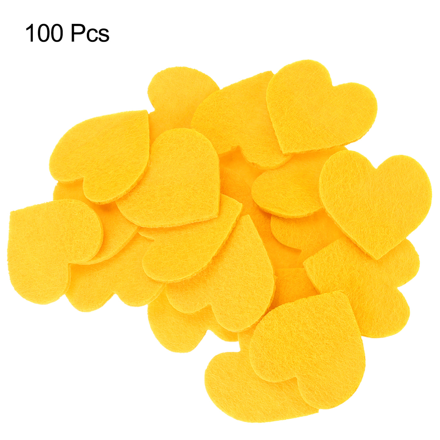 Harfington Felt Heart Shape Heart Valentine's Day Craft 2.4Inch x 2.4Inch Yellow 100pcs