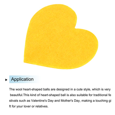 Harfington Felt Heart Shape Heart Valentine's Day Craft 2.4Inch x 2.4Inch Yellow 100pcs