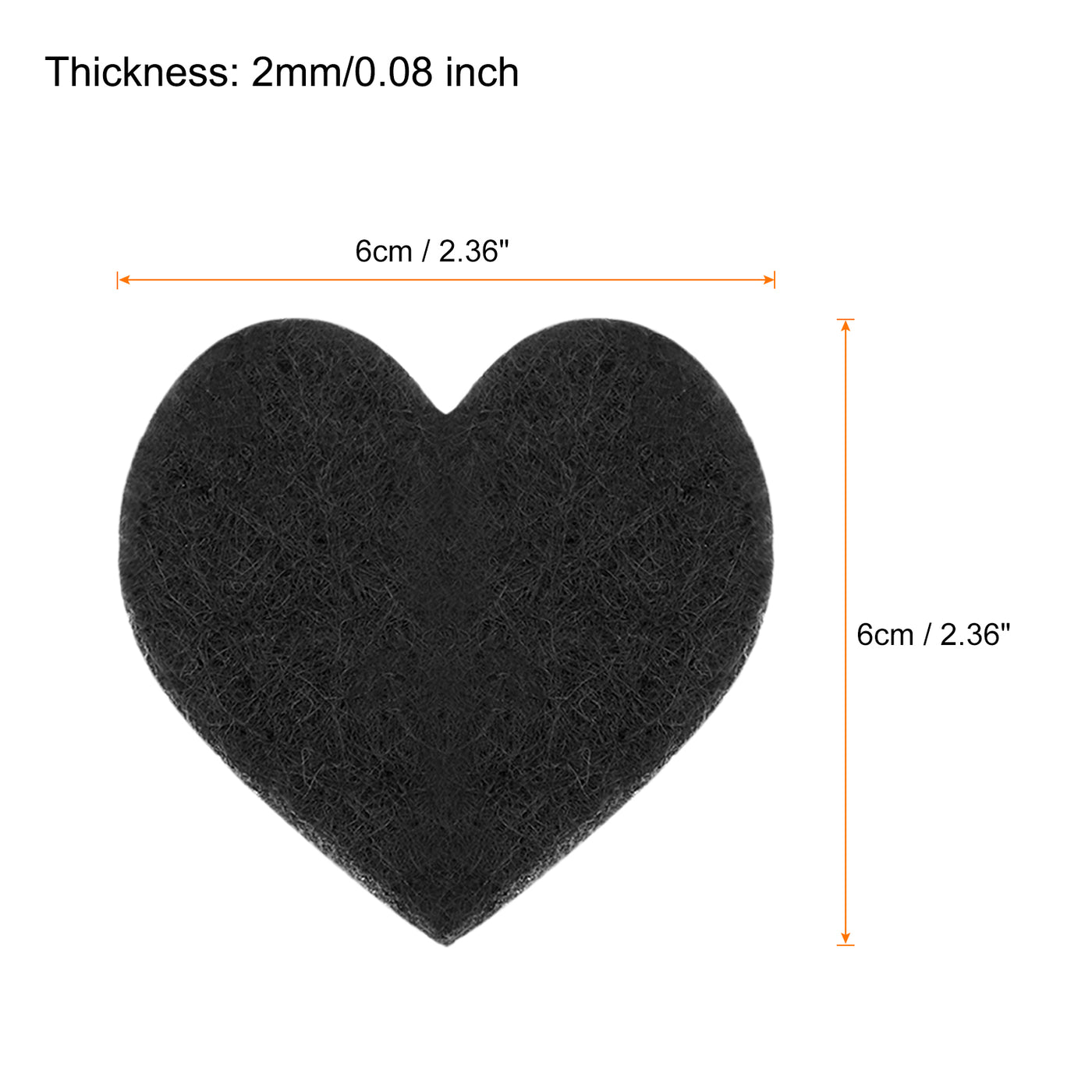 Harfington Felt Heart Shape Heart Valentine's Day Craft 2.4Inch x 2.4Inch Black 100pcs