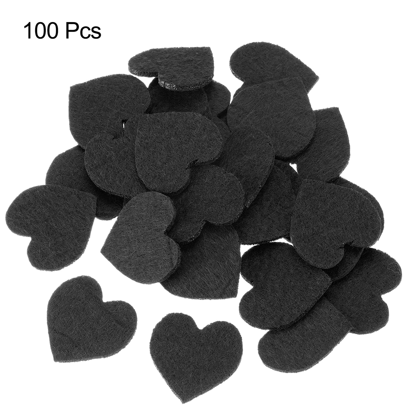 Harfington Felt Heart Shape Heart Valentine's Day Craft 2.4Inch x 2.4Inch Black 100pcs