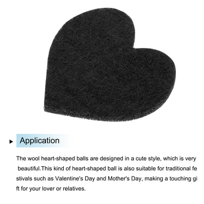 Harfington Felt Heart Shape Heart Valentine's Day Craft 2.4Inch x 2.4Inch Black 100pcs