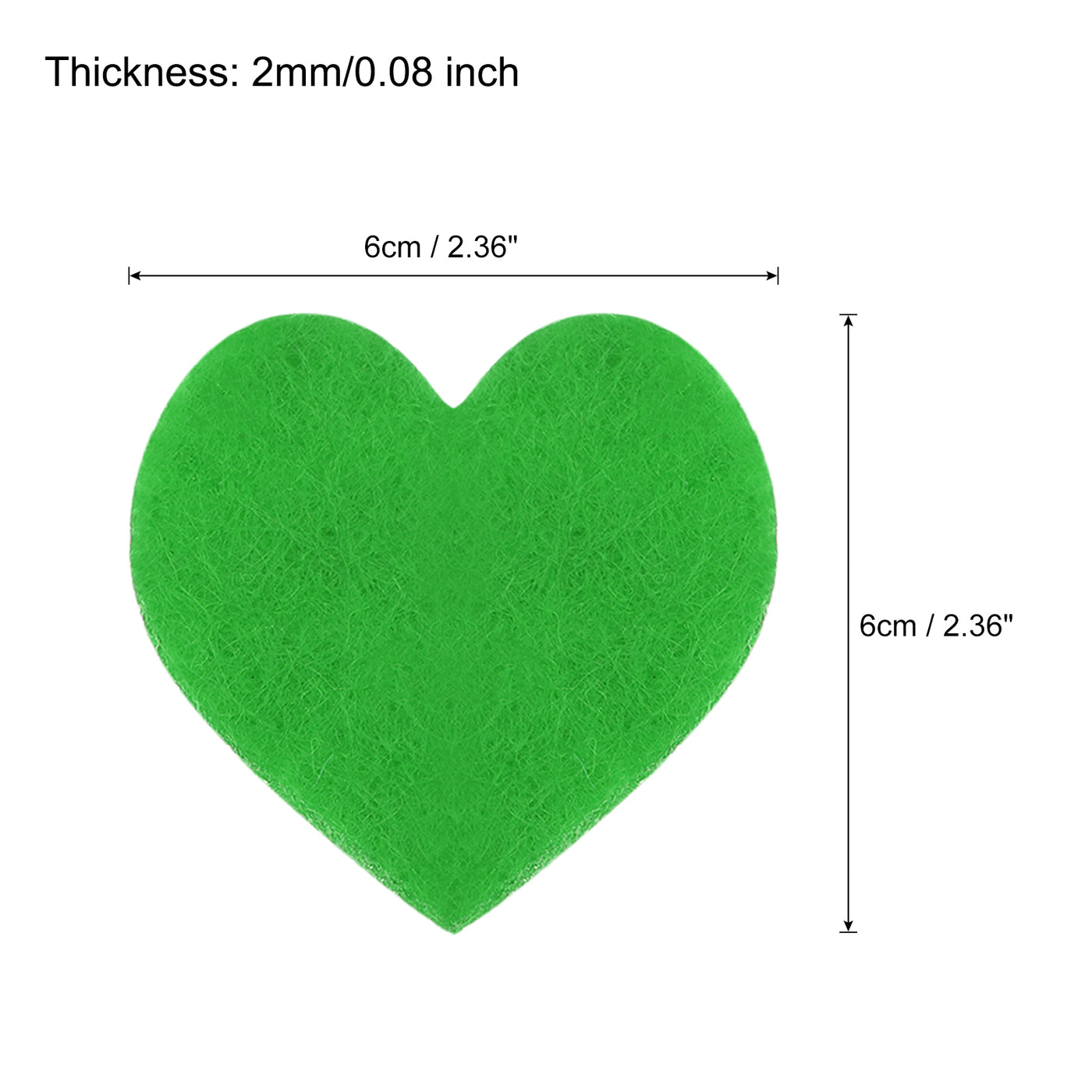 Harfington Felt Heart Shape Heart Valentine's Day Craft 2.4Inch x 2.4Inch Green 100pcs