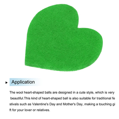 Harfington Felt Heart Shape Heart Valentine's Day Craft 2.4Inch x 2.4Inch Green 100pcs