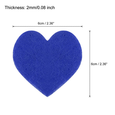 Harfington Felt Heart Shape Heart Valentine's Day Craft 2.4Inch x 2.4Inch Blue 100pcs