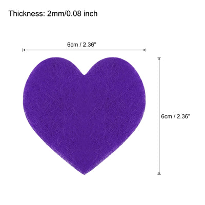 Harfington Felt Heart Shape Heart Valentine's Day Craft 2.4Inch x 2.4Inch Purple 100pcs