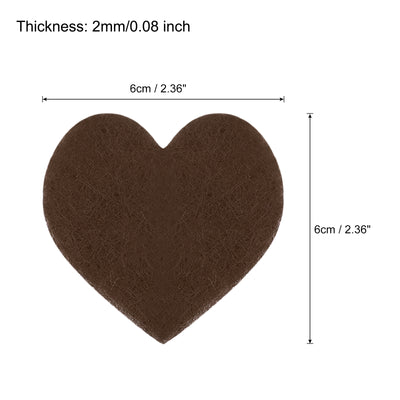 Harfington Felt Heart Shape Heart Valentine's Day Craft 2.4Inch x 2.4Inch Brown 100pcs