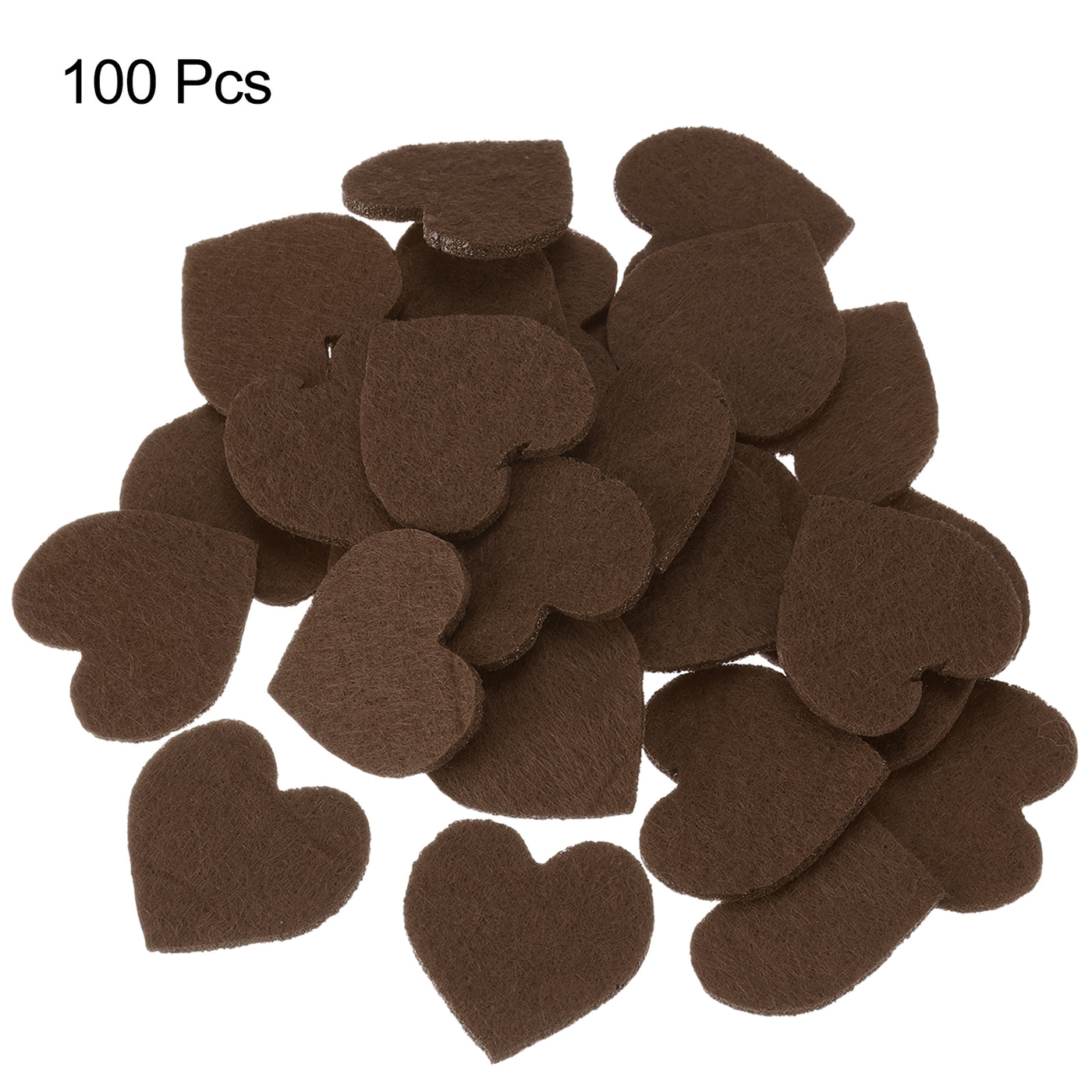 Harfington Felt Heart Shape Heart Valentine's Day Craft 2.4Inch x 2.4Inch Brown 100pcs