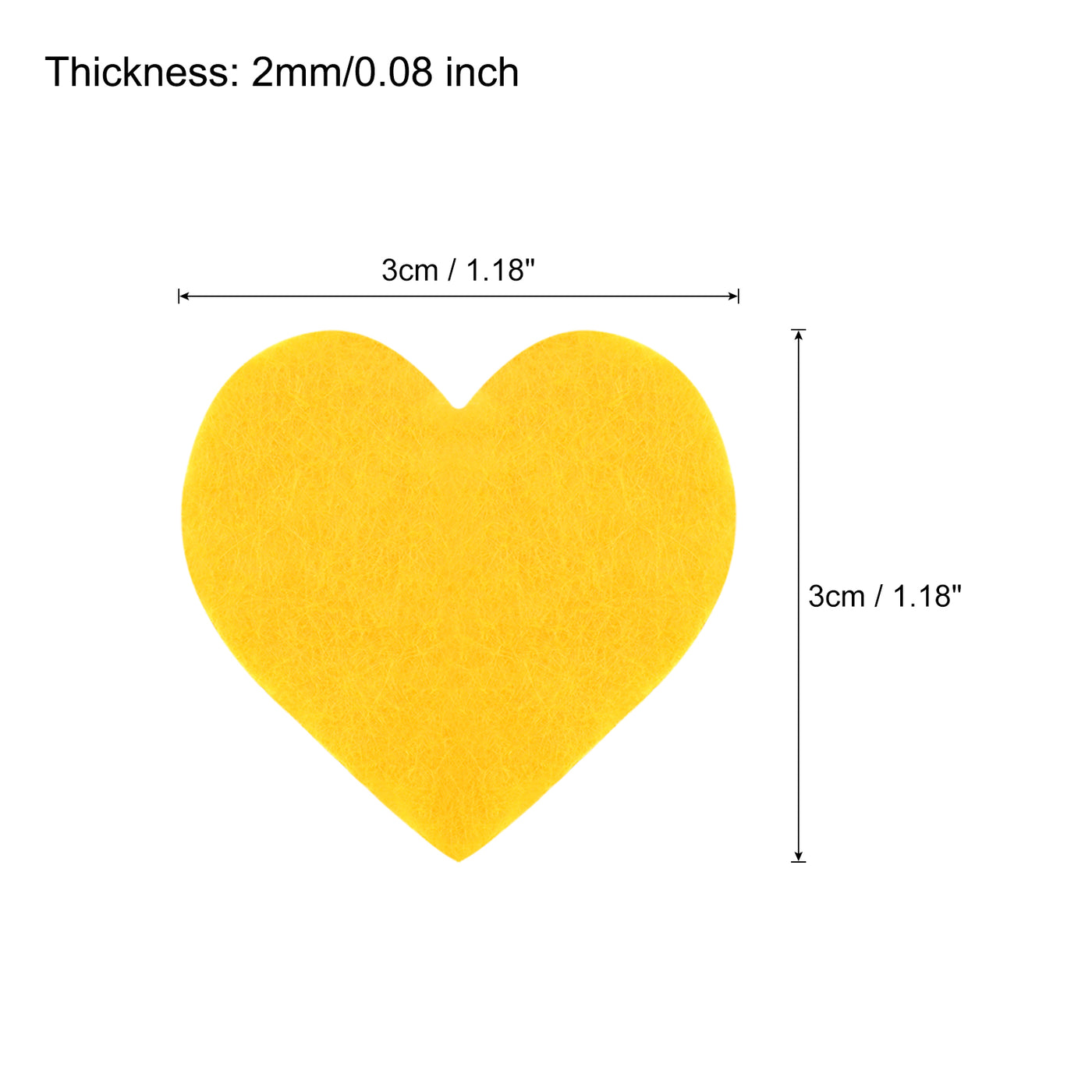 Harfington Felt Heart Shape Heart Valentine's Day Craft 1Inch x 1Inch Yellow 100pcs