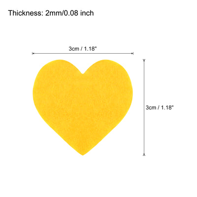 Harfington Felt Heart Shape Heart Valentine's Day Craft 1Inch x 1Inch Yellow 100pcs