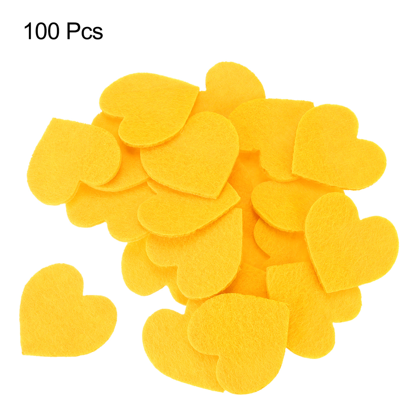 Harfington Felt Heart Shape Heart Valentine's Day Craft 1Inch x 1Inch Yellow 100pcs