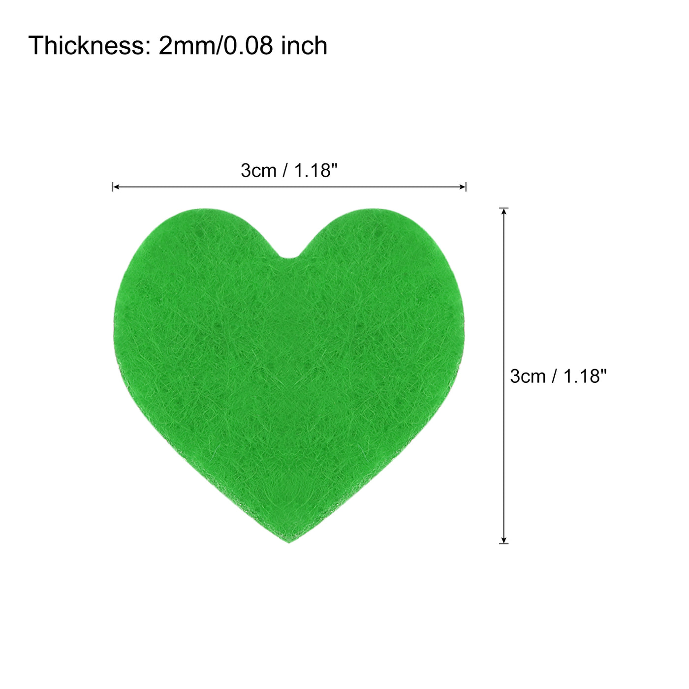 Harfington Felt Heart Shape Heart Valentine's Day Craft 1Inch x 1Inch Green 100pcs