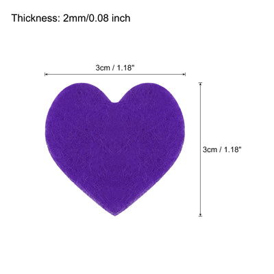 Harfington Felt Heart Shape Heart Valentine's Day Craft 1Inch x 1Inch Purple 100pcs