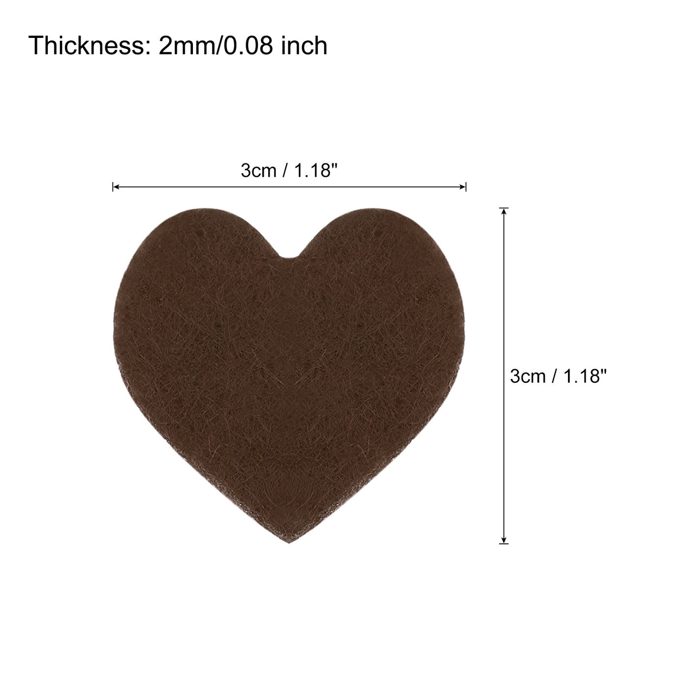 Harfington Felt Heart Shape Heart Valentine's Day Craft 1Inch x 1Inch Brown 100pcs