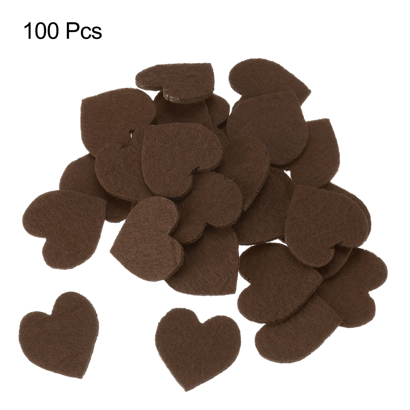 Harfington Felt Heart Shape Heart Valentine's Day Craft 1Inch x 1Inch Brown 100pcs