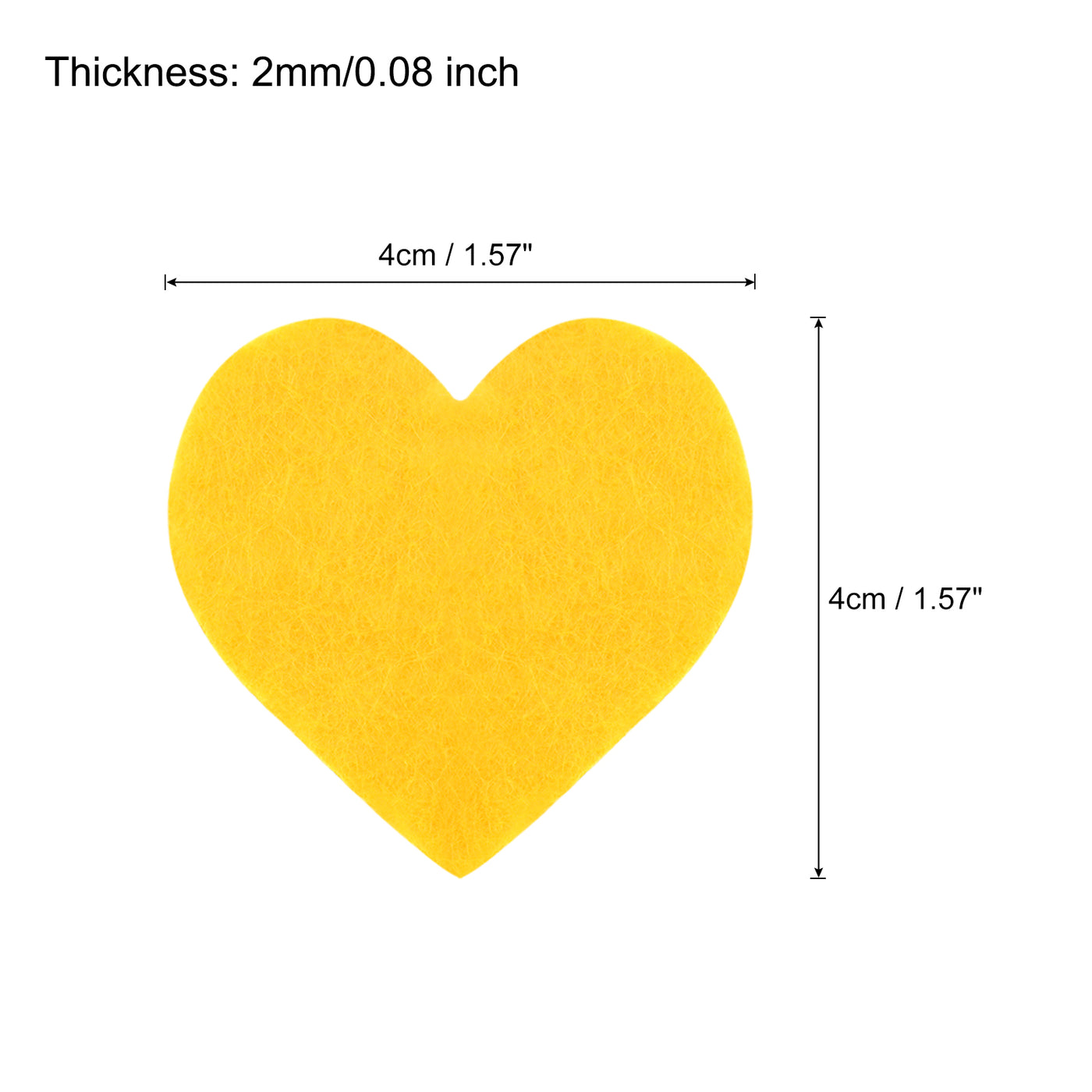 Harfington Felt Heart Shape Heart Valentine's Day Craft 1.6Inch x 1.6Inch Yellow 100pcs