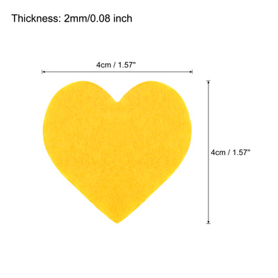 Harfington Felt Heart Shape Heart Valentine's Day Craft 1.6Inch x 1.6Inch Yellow 100pcs