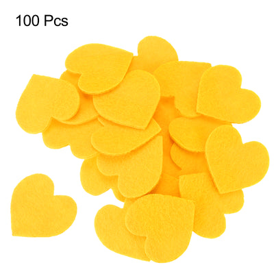 Harfington Felt Heart Shape Heart Valentine's Day Craft 1.6Inch x 1.6Inch Yellow 100pcs