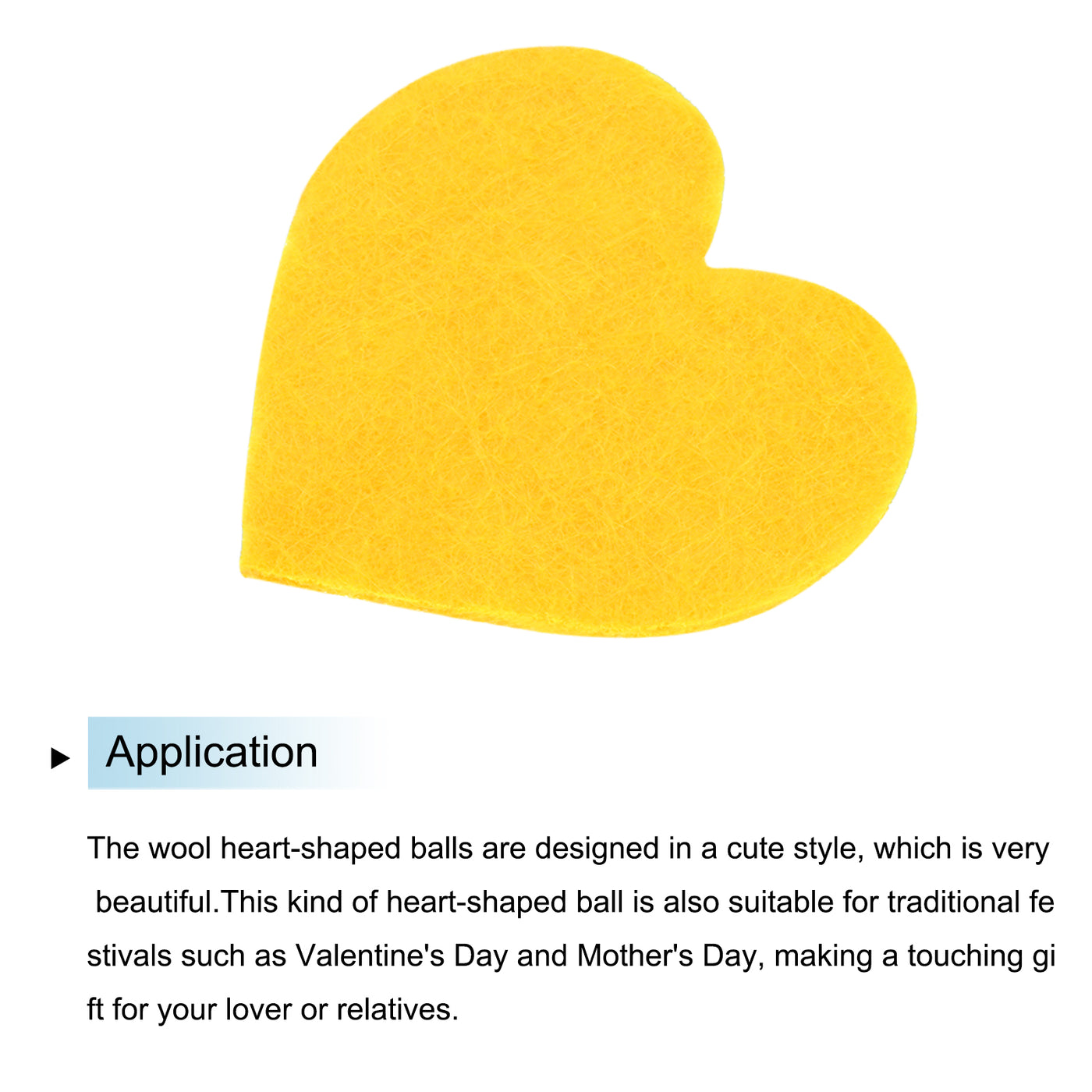 Harfington Felt Heart Shape Heart Valentine's Day Craft 1.6Inch x 1.6Inch Yellow 100pcs