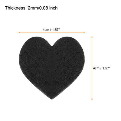 Harfington Felt Heart Shape Heart Valentine's Day Craft 1.6Inch x 1.6Inch Black 100pcs