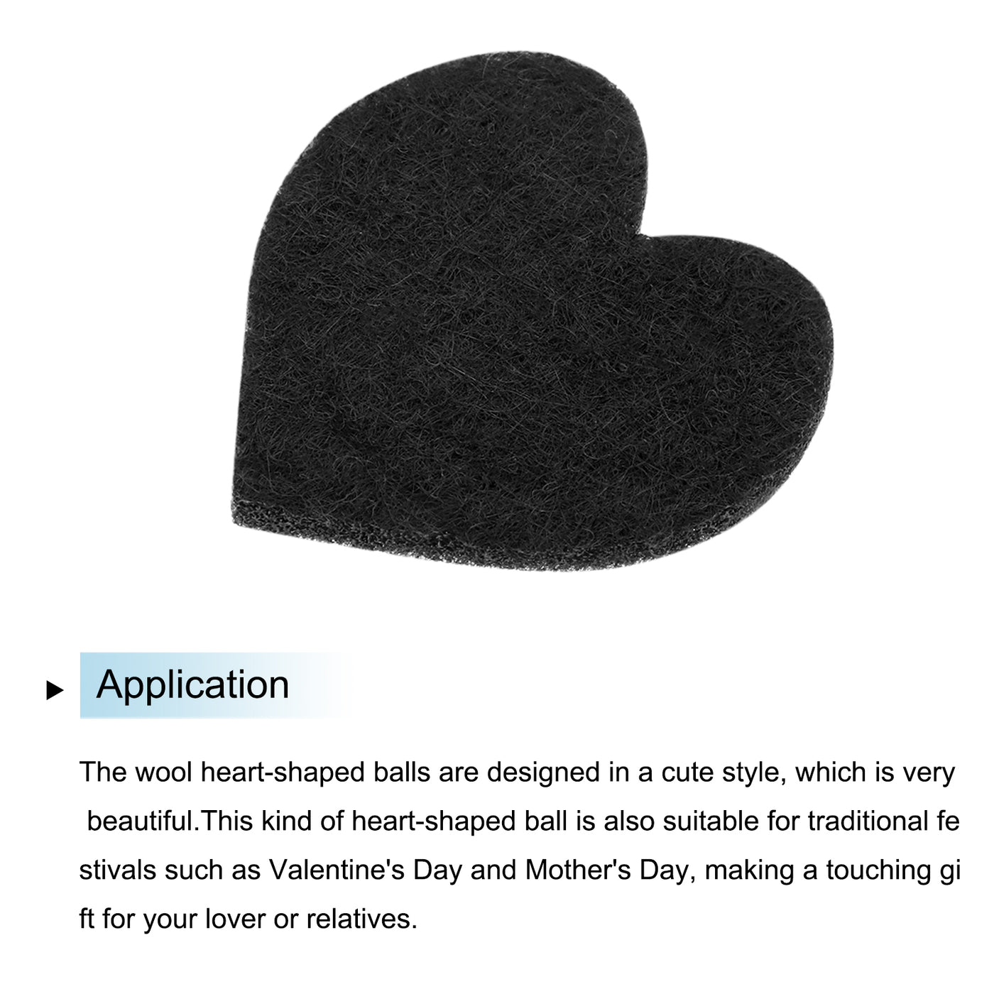 Harfington Felt Heart Shape Heart Valentine's Day Craft 1.6Inch x 1.6Inch Black 100pcs