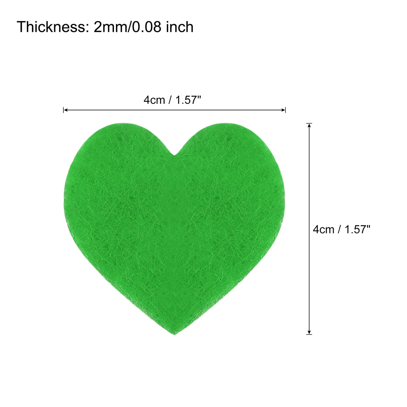 Harfington Felt Heart Shape Heart Valentine's Day Craft 1.6Inch x 1.6Inch Green 100pcs