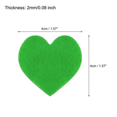 Harfington Felt Heart Shape Heart Valentine's Day Craft 1.6Inch x 1.6Inch Green 100pcs