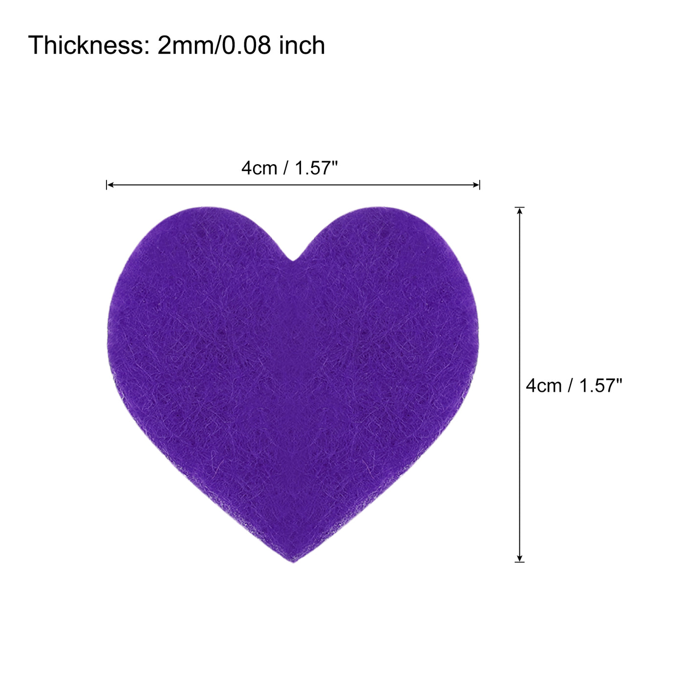 Harfington Felt Heart Shape Heart Valentine's Day Craft 1.6Inch x 1.6Inch Purple 100pcs