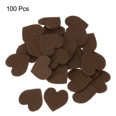 Harfington Felt Heart Shape Heart Valentine's Day Craft 1.6Inch x 1.6Inch Brown 100pcs