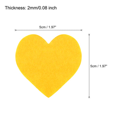 Harfington Felt Heart Shape Heart Valentine's Day Craft 2Inch x 2Inch Yellow 100pcs