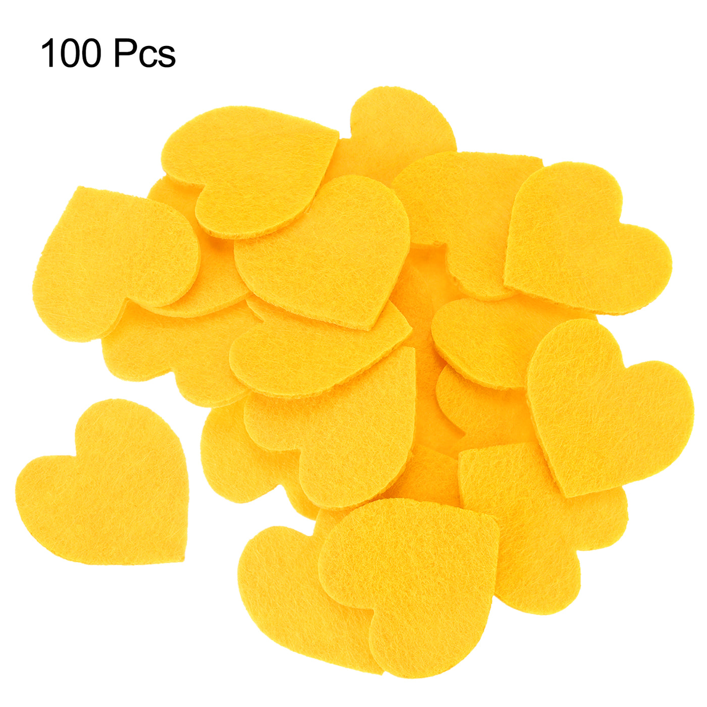 Harfington Felt Heart Shape Heart Valentine's Day Craft 2Inch x 2Inch Yellow 100pcs