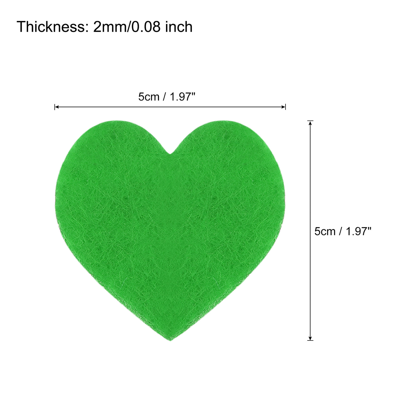 Harfington Felt Heart Shape Heart Valentine's Day Craft 2Inch x 2Inch Green 100pcs