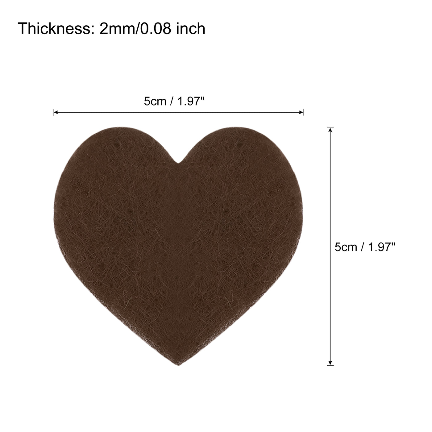 Harfington Felt Heart Shape Heart Valentine's Day Craft 2Inch x 2Inch Brown 100pcs