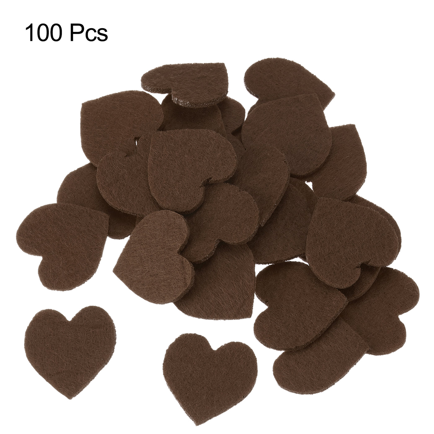 Harfington Felt Heart Shape Heart Valentine's Day Craft 2Inch x 2Inch Brown 100pcs