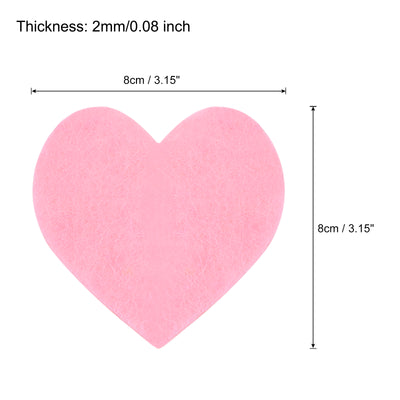 Harfington Felt Heart Shape Heart Valentine's Day Craft 3Inch x 3Inch Pink 100pcs