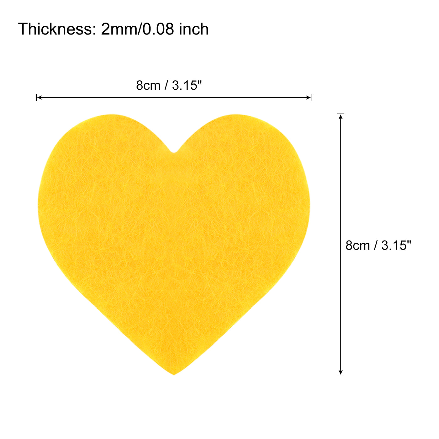 Harfington Felt Heart Shape Heart Valentine's Day Craft 3Inch x 3Inch Yellow 100pcs