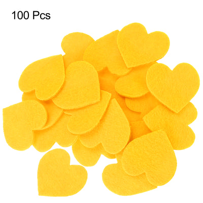 Harfington Felt Heart Shape Heart Valentine's Day Craft 3Inch x 3Inch Yellow 100pcs