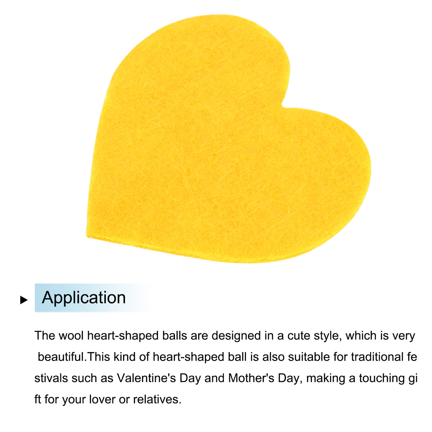 Harfington Felt Heart Shape Heart Valentine's Day Craft 3Inch x 3Inch Yellow 100pcs