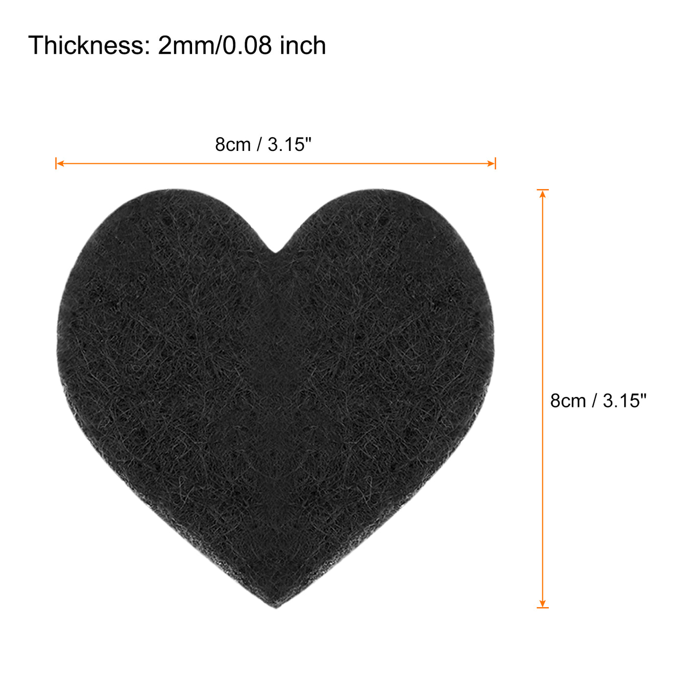 Harfington Felt Heart Shape Heart Valentine's Day Craft 3Inch x 3Inch Black 100pcs