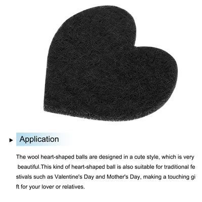 Harfington Felt Heart Shape Heart Valentine's Day Craft 3Inch x 3Inch Black 100pcs