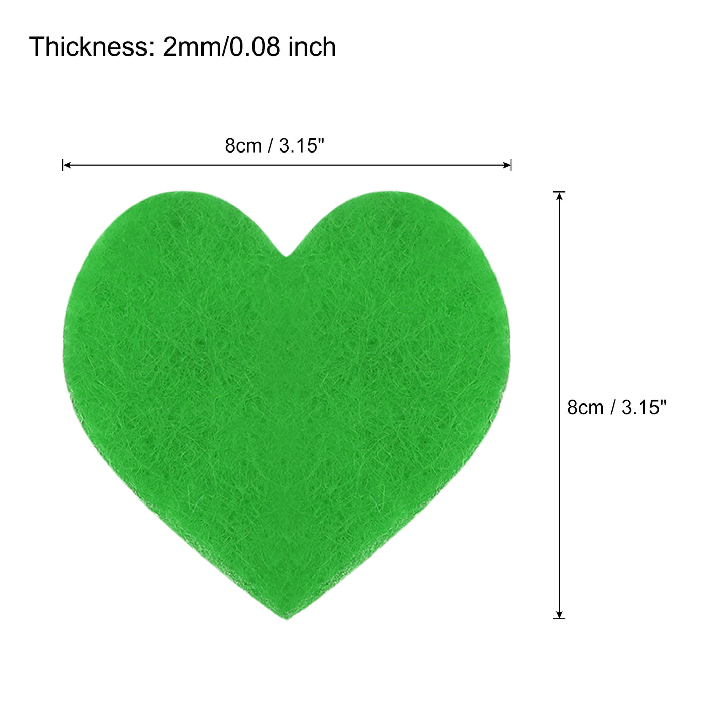 Harfington Felt Heart Shape Heart Valentine's Day Craft 3Inch x 3Inch Green 100pcs