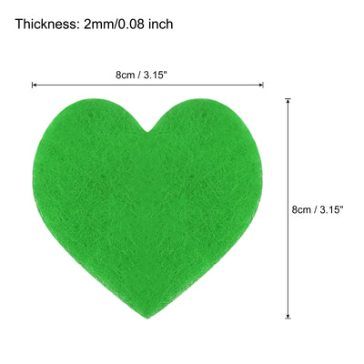 Harfington Felt Heart Shape Heart Valentine's Day Craft 3Inch x 3Inch Green 100pcs