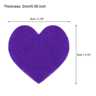 Harfington Felt Heart Shape Heart Valentine's Day Craft 3Inch x 3Inch Purple 100pcs