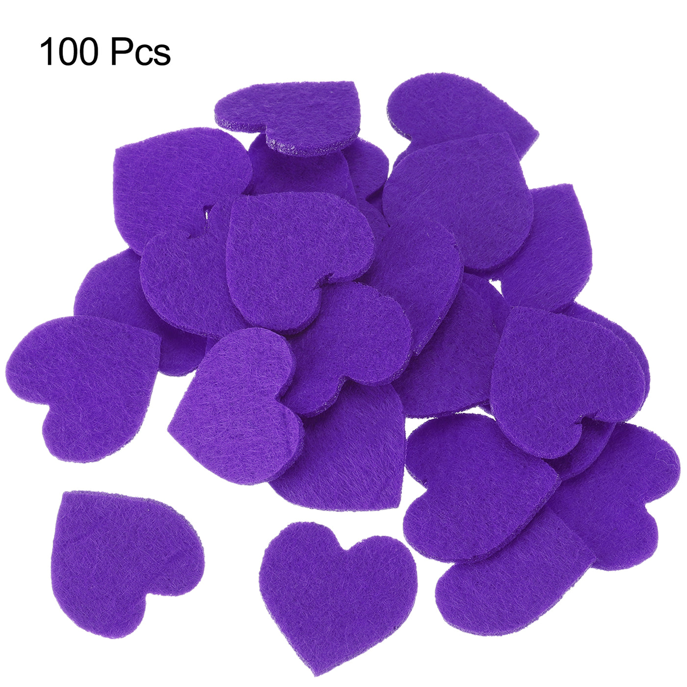 Harfington Felt Heart Shape Heart Valentine's Day Craft 3Inch x 3Inch Purple 100pcs