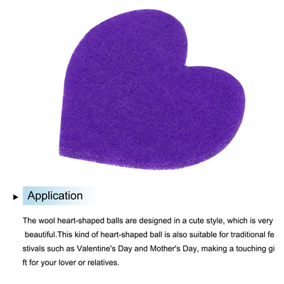 Harfington Felt Heart Shape Heart Valentine's Day Craft 3Inch x 3Inch Purple 100pcs