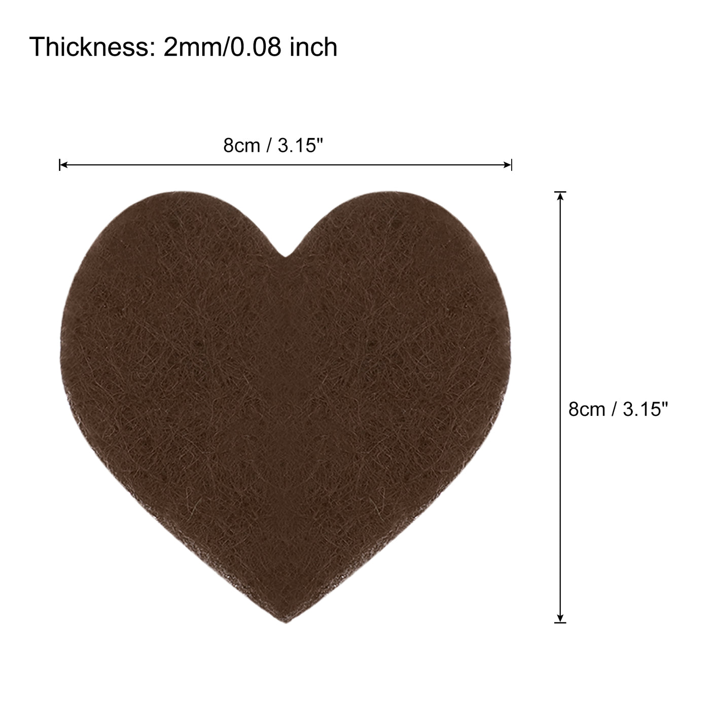 Harfington Felt Heart Shape Heart Valentine's Day Craft 3Inch x 3Inch Brown 100pcs