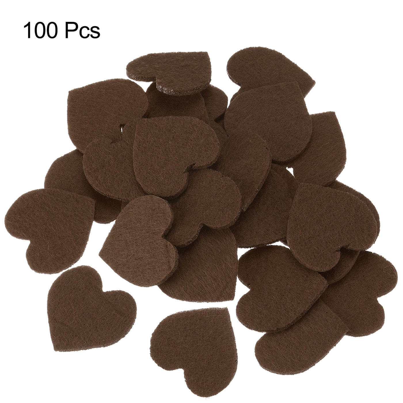 Harfington Felt Heart Shape Heart Valentine's Day Craft 3Inch x 3Inch Brown 100pcs