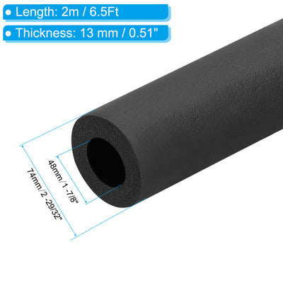 Harfington 1Pcs 1-7/8"(48mm) ID x 6.5Ft Pipe Insulation Foam Tube