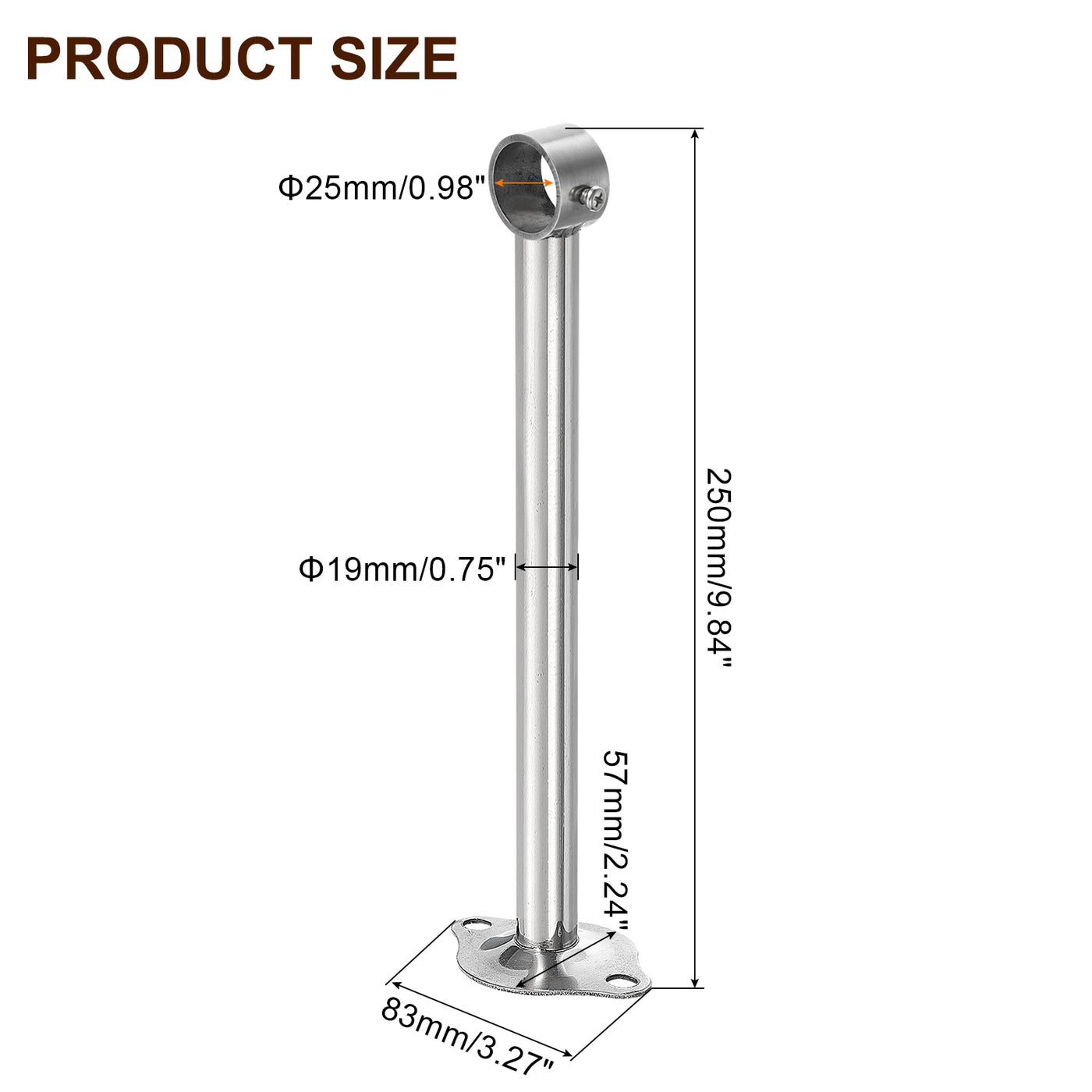 uxcell Uxcell 2 Pcs Ceiling Mount Curtain Rod Bracket, 25x250mm Stainless Steel Rod Holders