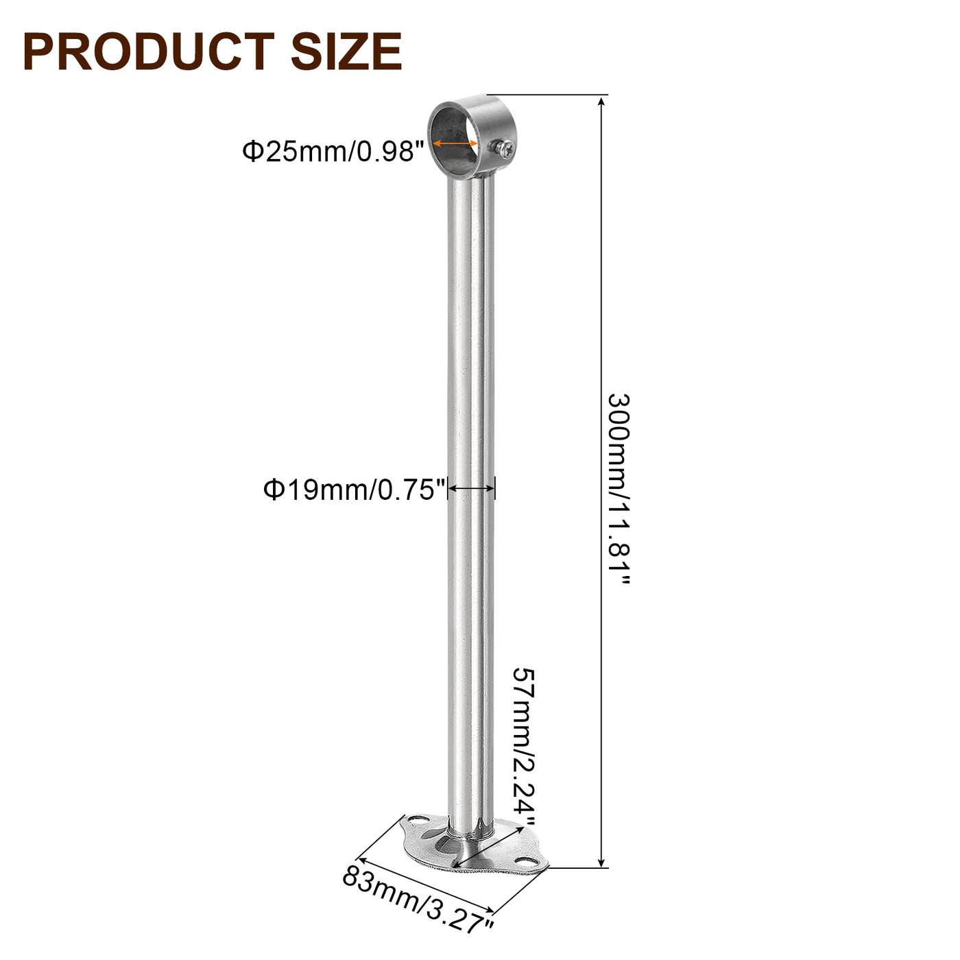 uxcell Uxcell 2 Pcs Ceiling Mount Curtain Rod Bracket, 25x300mm Stainless Steel Rod Holders